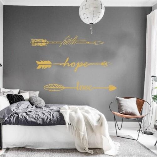 Nordic Arrow Faith Hope Love Vinyl Wall Sticker For House Decoration Bedroom Decor Kids Room Wall Decals Mural Wallpaper