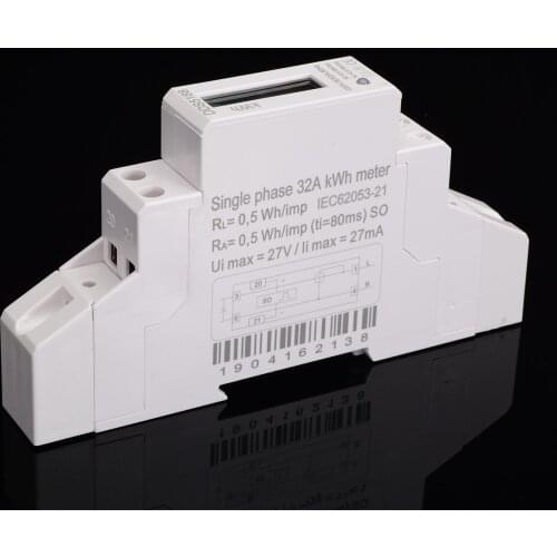 LED DIN Rail kWh Meter DDS5188 110/230V AC Meter Electric Meter KWH Kilowatt Hour LCD 5 (32)A with S0 For DIN Rail