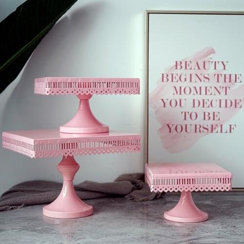 SWEETGO Square cake stand Pink cake tools high quality baby girl birthday party decoration bakeware Kitchen,Dining & bar