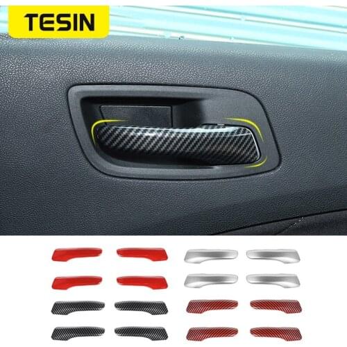TESIN Car Styling For Dodge Charger Car Door Inner Handle Trim Cover Decoration Stickers Accessories For Dodge Charger 2011