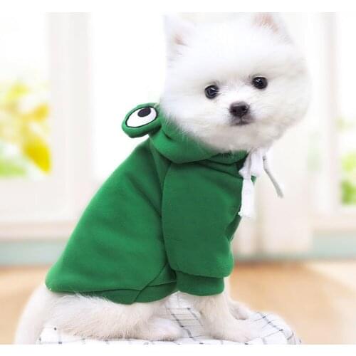 Frog Hoodie Dog Clothes Soft Comfortable Super Small Cute Warm Chihuahua Winter Fur Boy Mascot Dog Hoodie Frog Shape Pet Clothes