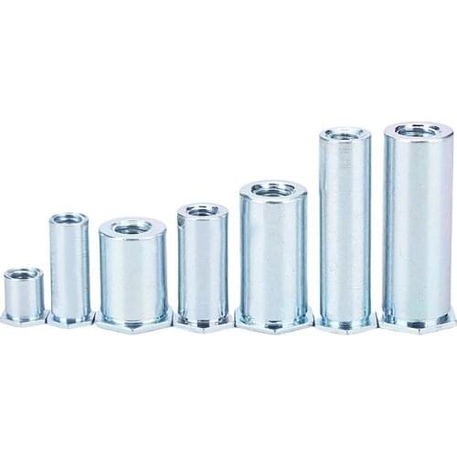 72pcs M4 blind pressure riveting stud nut muff sleeve inner thread riveted nuts studs muffs sleeves zinc plating 6.0mm OD 4-12mm