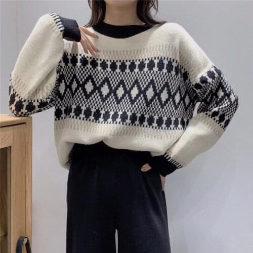 Oversized Pullover Womens Sweater Knitted Loose Sweater Harajuku Long Sleeve Pullovers Womens Jumper