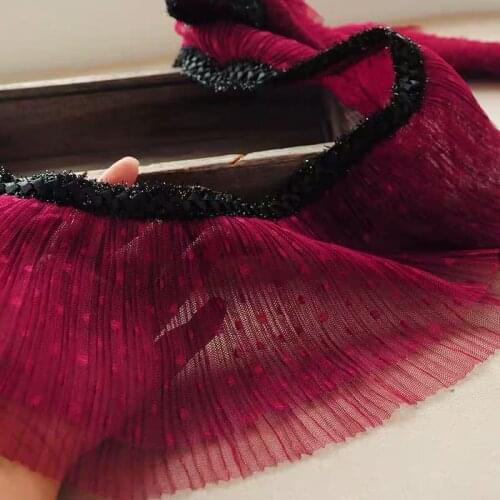 15 CM Wide Luxury Tulle 2 layer Polka Dot Lace Fabric Collar Neckline Ruffle Trim Embroidery Ribbon Dress DIY Trimmings