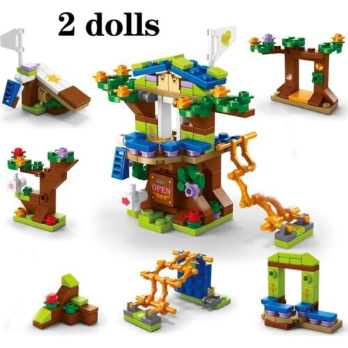 152PCS 6 IN 1 Building BlocksTree House Plant Girl Set City DIY Construction Bricks Educational Toys for Children