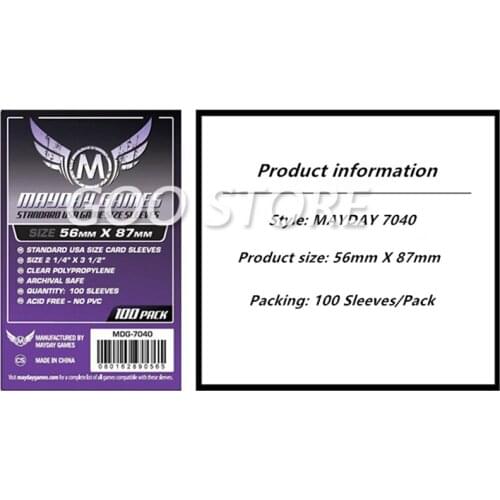 2 packs/lot MAYDAY Card Sleeve 7040 for 56*87mm cards protector clear pack case Board Games sleeves