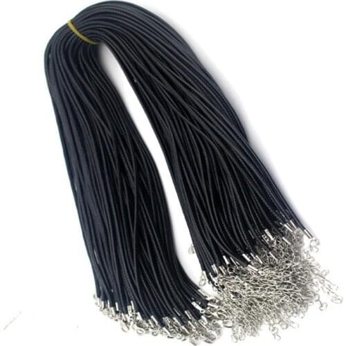 20pcs 1.5 2 mm Black Brown Wax Leather Snake Necklace Extender Chain,Lobster Clasp Beading Cord String for Jewelry Making