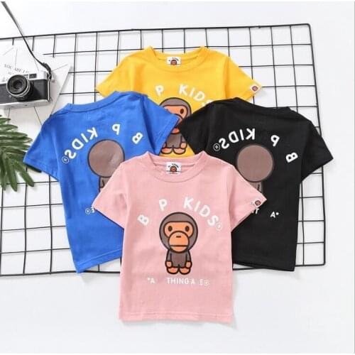2021 Kids Boy Girls Cartoon Animal Pure Pattern Printed Shirt Summer Short Shirts Tops Tee Hip Hop Style Clothes