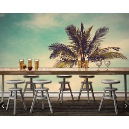 Coconut trees and blue sky retro 3d wallpaper papel de parede,living room sofa TV wall bedroom wall papers home decor bar mural