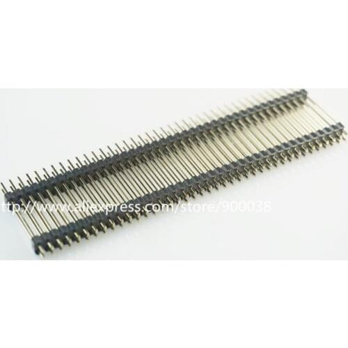 50pcs 35 mm Height 2x40 P 80 Pin 2.54mm Pin Header male dual row dual plastic base insulator straight through hole gold
