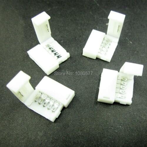 50pcs RGBW strip light LED connector, 12mm width 5 pin mark polarity LED strip connector clip for SMD5050 RGBW RGBWW