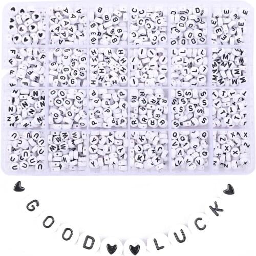 Acrylic Mixed Alphabet Beads And Heart shape Beads, Single Circle Elastic-thread Scissors Set For DIY Bracelet necklace Jewelry