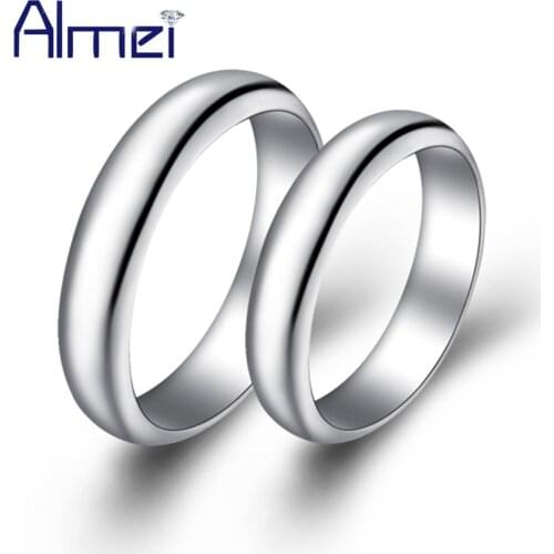 Almei Wedding Pair Rings for Men Women Couple Lovers' Mens Jewelry Fashion Anillos Silver Color Ring Anel Gifts Ringen J017