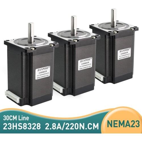 Free shipping 3pcs Nema23 Stepper Motor 2.8A 2.2N.m 83mm 23HS8328 315 Oz-in for 3D Medical machinery accessories 57 step motor