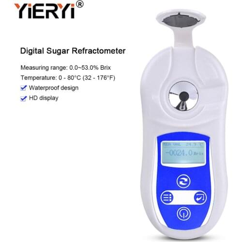 Yieryi Digital refractometer Brix Meter Digital Brix Refractive Index Refractometer 0-53% Brix Sugar In Wine Concentration