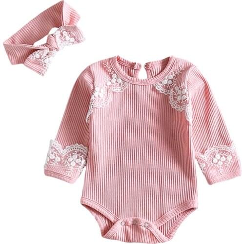 0-18M Baby Winter Clothes Infant Girl Floral Ruffled Romper Jumpsuit Long Sleeve Headband