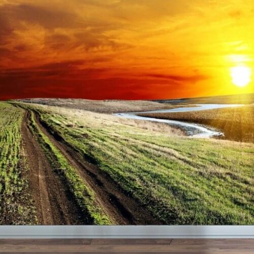 Dropshipping Colomac Decoration Mural Sunset Illumination Road 3d Wallpaper Living Room Wallpaper Bedroom Carta Da Parati 3d