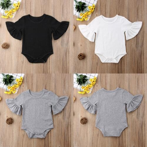 Newborn Toddler Infant Baby Girl Clothes Flared Sleeve Romper Jumpsuit Sun Suit Outfits