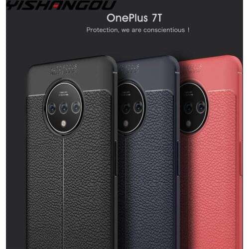 Phone Case For One Plus 7t 7 Pro 6 6t Leather Skin Soft Silicone Rubber Slim Case Cover For Oneplus 7t Pro 7 6t 6