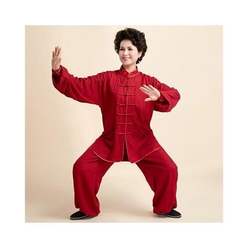 2020 Hot Sale Style Chinese Kung Fu Suit Tai Chi Clothing Morning Exercise Hanfu Clothes Solid Color Loose Comfortable Soft