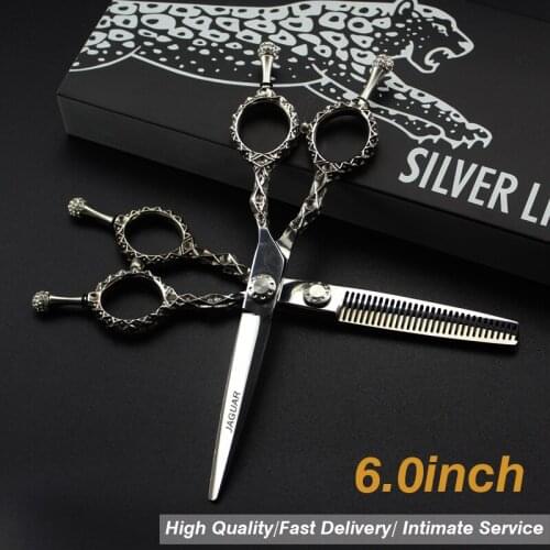6.0 inch poem Kerry "Professional hair Barber scissors set straight scissors and curved pieces hair care & styling