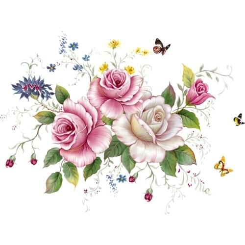 Three Ratels QC117 flowers wall sticker European rose bush home decoration living room