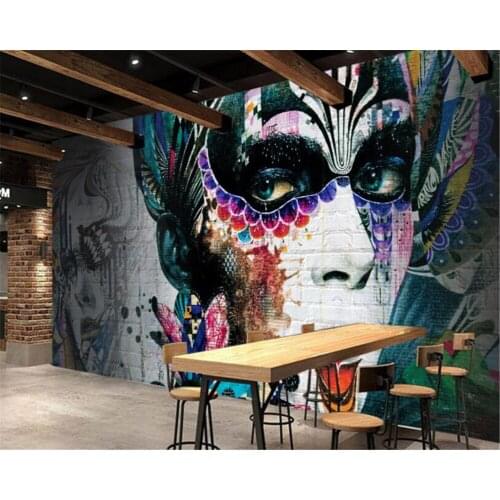 Beibehang wallpaper for walls 3 d Brick wall Nostalgic hand-painted painted color figures Graffiti personality 3d wallpaper