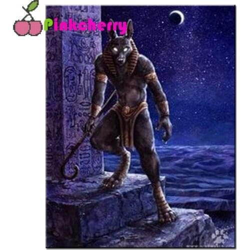 Full Square Round Diamond Embroidery Anubis Egyptian Pharaoh 5D DIY Diamond Painting Portrait Cross Stitch Handicraft k171