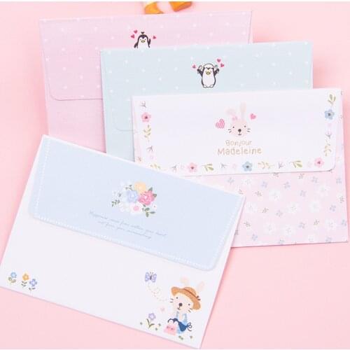 Greeting Card Mini Envelope Letter Set Cute Envelopes 4 Letter Paper + 2 Envelopes/Set