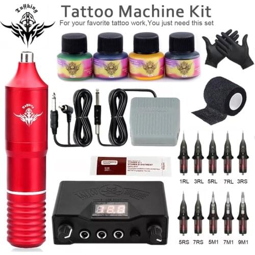 Professional Tattoo Machine Sets Rotary Pen With Cartridges Needles Permanent Makeup Machine Accessories Body Art Tattoo Supply