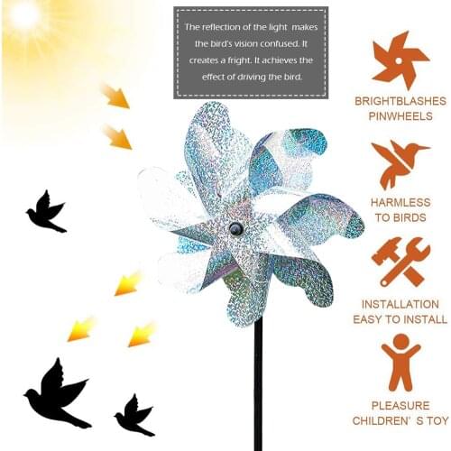 7 Leaves Bird Repeller Windmill Garden Lawn Yard Deterrent Silver Pinwheel Garden Tools Pinwheels Reflective Sparkly Bird Deterr