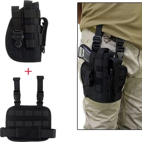 Tactical Molle Pistol Holster with Drop Leg Platform for Right Handed Hunting Shooters 1911 45 92 96 Glock Airsoft Paintball