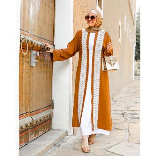 Embroidered applique beadwork long dress Abaya for womens fashion front sewn Muslim party dress Islamic Dubai Turkey