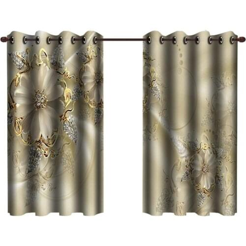 Custom 3D Curtain Fantasy Flowers Jewelry Diamond Leaf 3D Floral Curtain Living Room Bedroom Beautiful Practical Shade Curtain