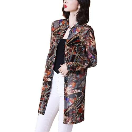 Women Summer Jacket 2021 Net Rarn Printing Sun Protection Clothing Cardigan Lightweight Long sleeve Shirt Female All-match Tops