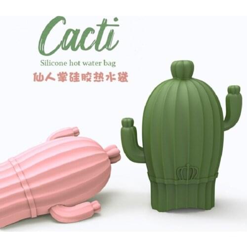 Winter silica gel portable warm palace treasure injection warm hand hot water bag cute small cactus warm baby