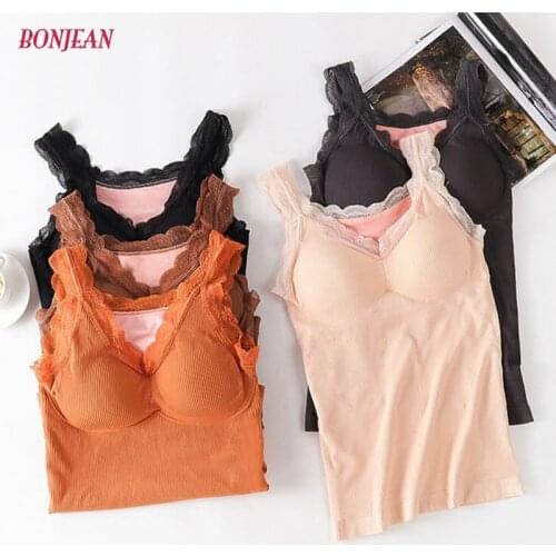 Plus Size 3XL Winter Warm Lace Vest Womens Lace Slim Plus Velvet Top Thick Top Oversized Thermal Vest Lace Fleece Tank Tops