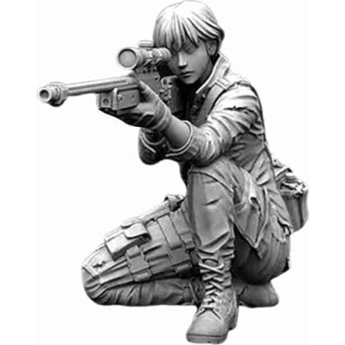 1/35 50mm Unassembled Resin Model Kits Self-assembled Female Sniper Resin Soldier White Model Toy Resin Soldier Model Toy A-116