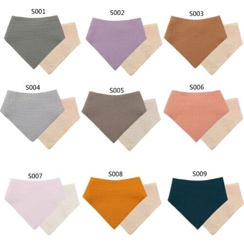 1 Pc Baby Bibs Cotton Accessories Newborn Solid Color Snap Button Soft Triangle Towel Feeding Drool Bibs Wholesale