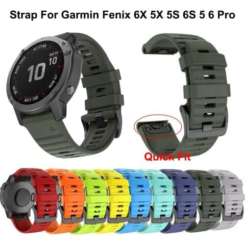 20 22 26mm Smart Watchband Strap For Garmin Fenix 6 6S 6X 5X 5 5S 3 3HR Forerunner 935 945 Quick Release Strap Silicone Bracelet