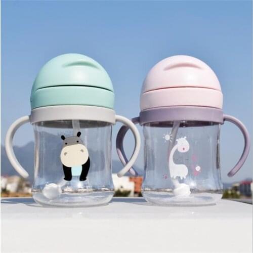 250/350ml Baby Feeding Straw Cup Children Learn Feeding Drinking Tritan Water Bottles Kids Training Cup With Gravity Ball