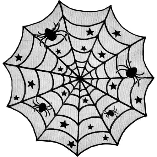 40inch Halloween Tablecloth Black Spider Web Tablecloth Lace Black Table Cover For Home Halloween Decoraiton