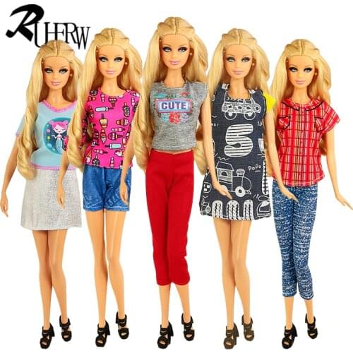 5 Pcs/lot Fashion High quality doll clothes short dress Mixed unique outfit clothing for barbie doll