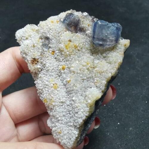94gNatural rare blue-green fluorite and quartz mineral aura healing stone teaching specimen home decoration collection ornaments