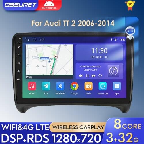 Car Radio For Audi TT MK2 8J 2006-2012 2DIN Android 10 Auto Audio Player Car Stereo GPS Navigation Screen Multimedia Autoradio