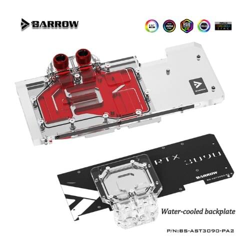 Barrow 3090 3080 GPU Water Block for ASUS MSI Colorful Gigabyte Gainward GALAXY 5v ARGB GPU Cooler, BS-AST3090-PA