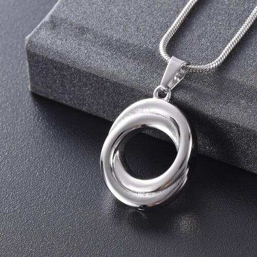 Infinite Circle Memorial Urn Jewelry Stainless Steel Cremation Necklace Funeral Keepsake Pendant for Ashes Holder