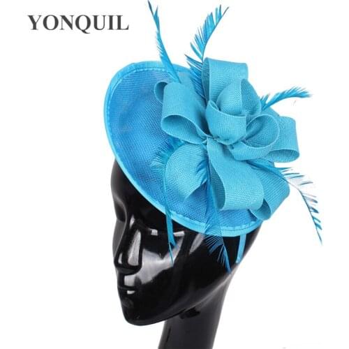 Sea Blue Feathers Fascinators For Women Elegant Headbands Wedding Gorgeous Party Headwear Female Ladies Party Hair Accessories