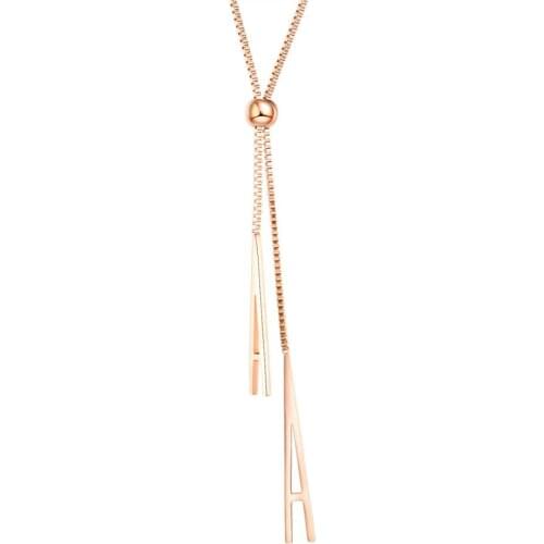 Fashion rose gold stainless steel long chain necklace women minimalist accessories jewelry Sweater chain tassel collier femme