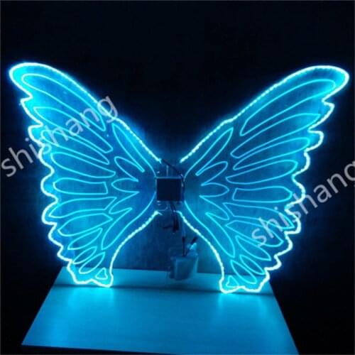 CY05 Colorful LED light illuminated glowing luminous butterfly wings ballroom dancing belly party event dj disco dress costume